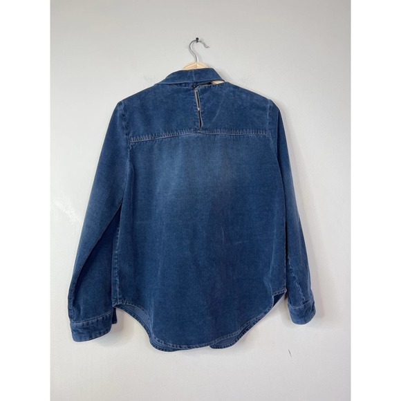 See by Chloe Knotted Tie Codruroy Blouse Top Women's Dusky Blue Size: Large NWT - Picture 6 of 10